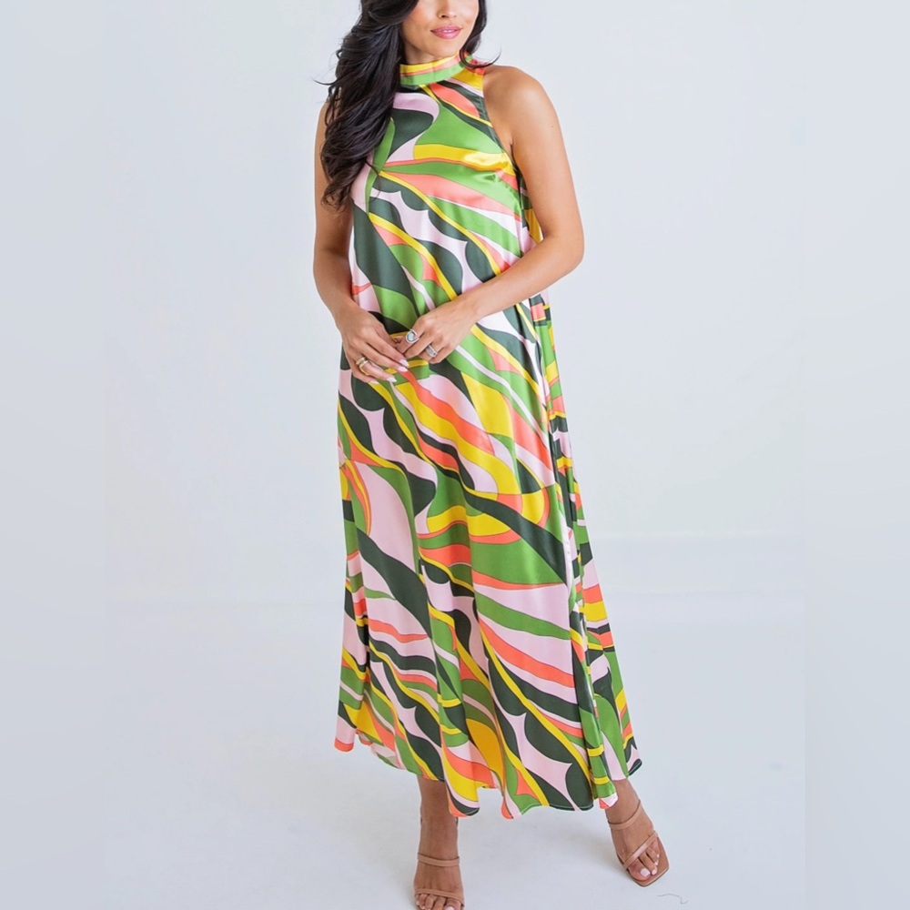 Karlie Multicolor Abstract Maxi Dress